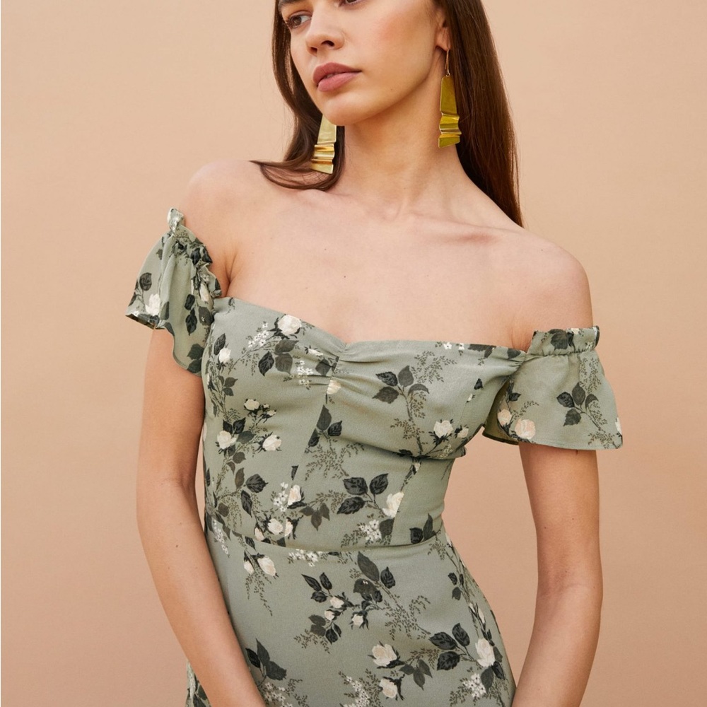 Reformation Butterfly Dress in Verde